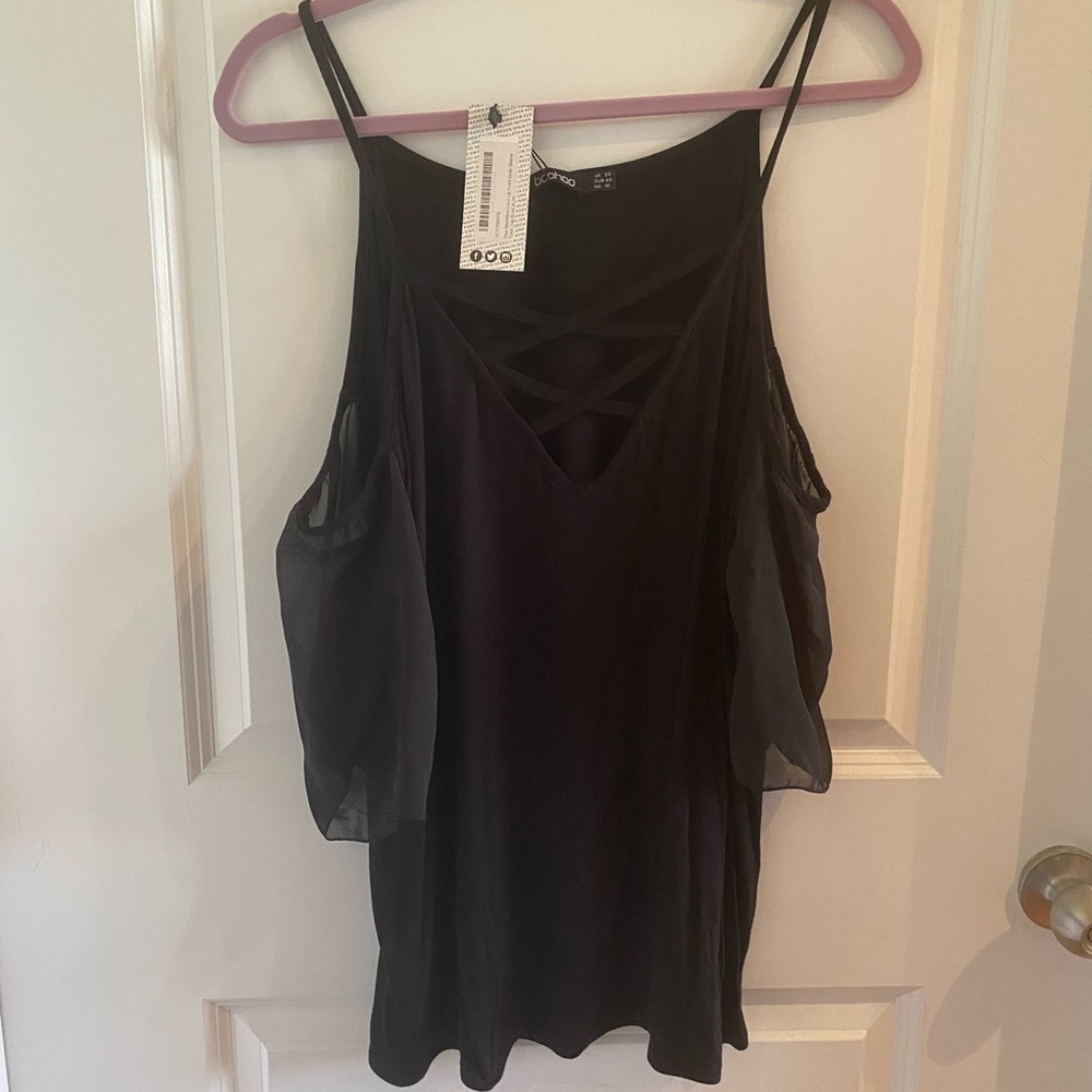 Black cold shoulder top